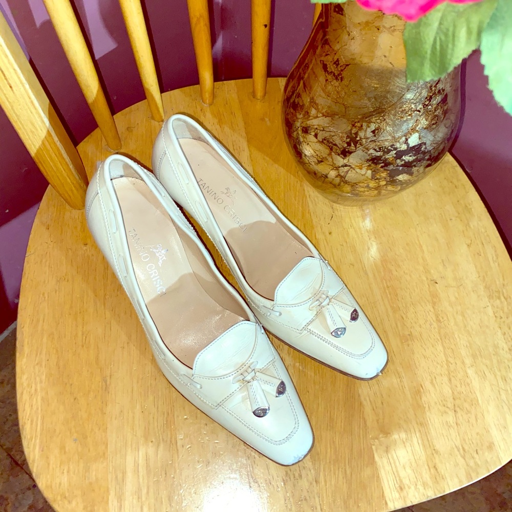 Beige Leather Tanino Crisci Shoe, Size 5